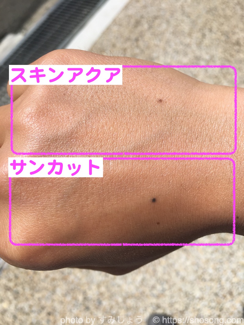 スキンアクアとサンカットの太陽の下の比較